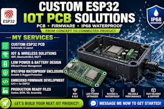 develop custom esp32 iot pcb design, ip68 waterproof enclosure and firmware