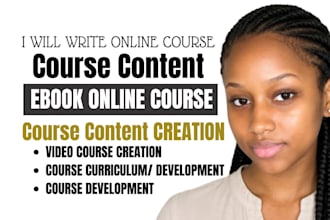 do course content, course curriculum, ebook online course, video course creation