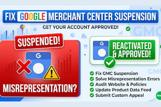 fix google merchant center suspension and misrepresentation