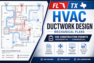fl tx hvac architectural drawings ductwork design for construction permits