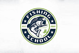 design unique fishing school logo