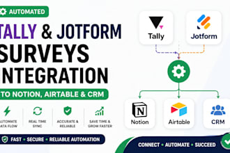 build automated tally and jotform surveys integration to notion airtable and crm
