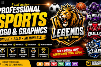 design professional sports baseball, football and basketball team