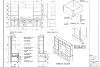 draft custom joinery, millwork, casework and furniture shop drawings