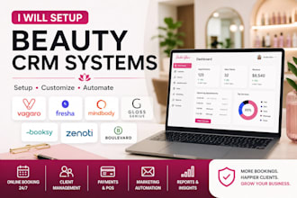 setup beauty CRM vagaro fresha mindbody glossgenius booksy zenoti boulevard CRM