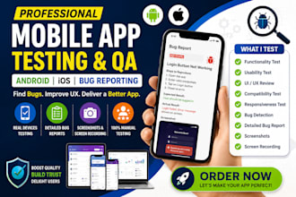 do mobile , app testing, alpha testing, QA testing and provide detailed feedback