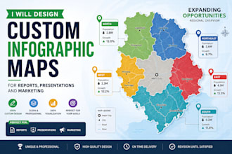 design a custom infographic map for reports, presentations and marketing