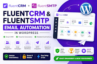 set up fluentcrm and fluentsmtp email automation in wordpress