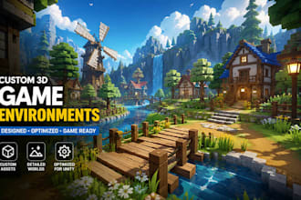 build 3d game environment, game assets, unity environment