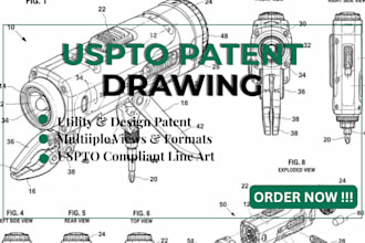 uspto patent drawing compliant for design and utility patent