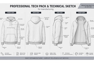 design fashion techpack for clothing streetwear hoodie apparel tshirts