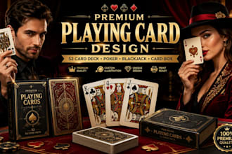 premium playing cards 52 card deck, poker card, card box illustration, blackjack