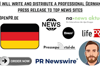 write and distribute a professional german press release to top news sites