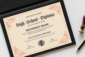 design diploma certificate, award certificate design, high school certificate