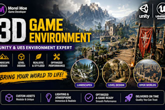 do 3d game environment, unity game environment, landscape design, level design