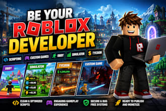 be your roblox developer, scripting, custom roblox game, obby, simulator, tycoon