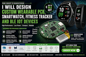 design custom wearable pcb, smartwatch, fitness tracker and ble iot
