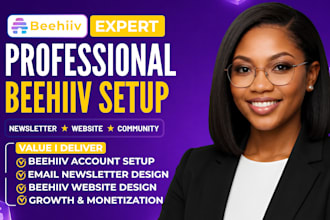 setup beehiive newsletter, beehive landing page, editable beehive template