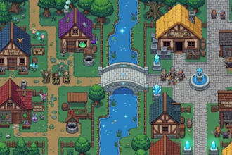 create 2d top down pixel art tileset rpg maker tilemap sprite sheet game assest