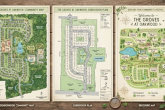 design a neighborhood community map, subdivision plan, and brochure map