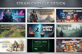 design custom steam capsule art board game cover art game banner 2d game art