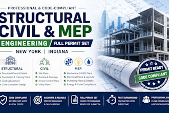 structural engineering full permit set civil and mep engineer new york indiana