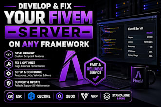 be your expert fivem developer, script any system, esx, qb core, map