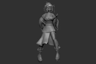 sculpt stylized character,anime 3d sculpt,zbrush model for 3d printing