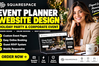 squarespace event planner website holiday party corporate event website
