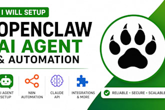 setup openclaw ai agent, claude api, n8n automation and integrations