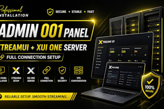 install admin oo1 panel with xtreamui and xuione server,with full connection,