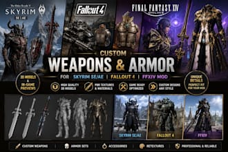 create weapons, armor for skyrim se ae mods or fallout 4, ffxiv mod