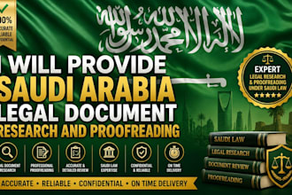provide saudi arabia legal document research and proofreading