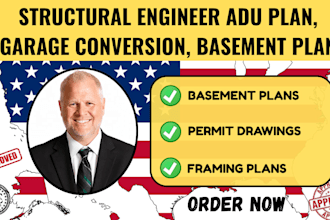 structural engineer adu plan, garage conversion, basement plan permit drawings