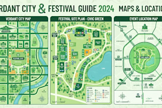 create a vector city map, event location map, and festival site plan guide