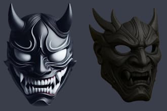 design 3d halloween masks, horror masks, cosplay masks and wearable props