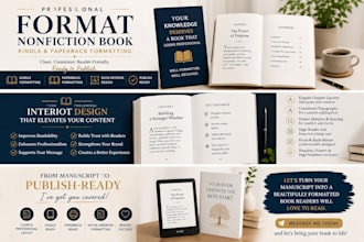 format nonfiction book, kindle and paperback formatting, book interior design