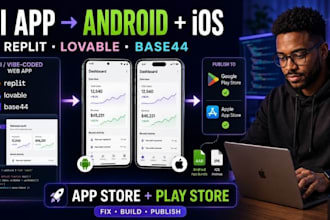 convert website to app replit lovable ai base44 andriod ios app store publish