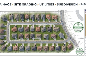 drainage site grading and utility and subdivision plan piping layout california