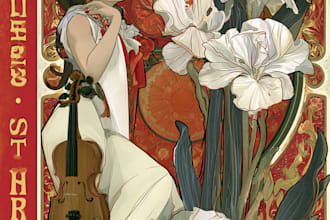 illustrate a vintage art nouveau book cover