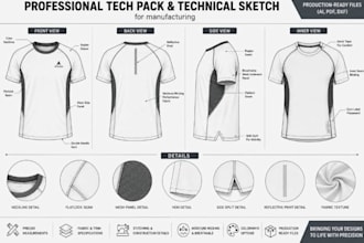 fashion designer streetwear tech pack leggins sport wear tshirt design tech pack