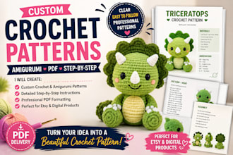 a professional custom crochet and amigurumi pattern in PDF and dxf