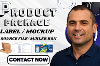 do product packaging, box, label design, mockup mailer box, source file in 1 day