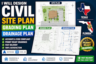 design civil site plan grading plan and drainage plan for texas and florida