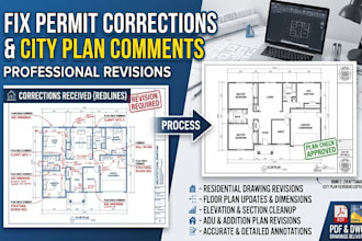 fix architectural permit corrections and city plan check comments