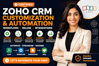 customize zoho CRM, automate workflows, build deluge functions and integrations