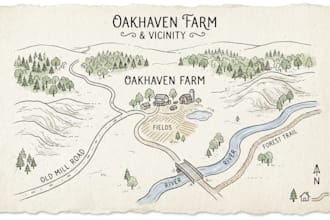 draw custom hand drawn fantasy map, rpg map, game map and map illustration