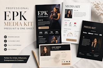 design an influencer media kit speaker sheet and rate card