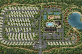 design a custom rv park, campground, resort, hotel map and outdoor site layout