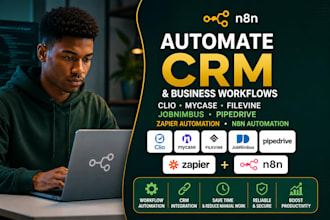 automate clio mycase zapier automation clio filevine n8n jobnimbus pipedrive CRM